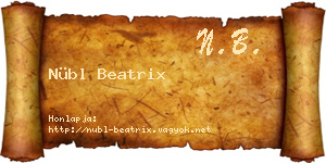 Nübl Beatrix névjegykártya